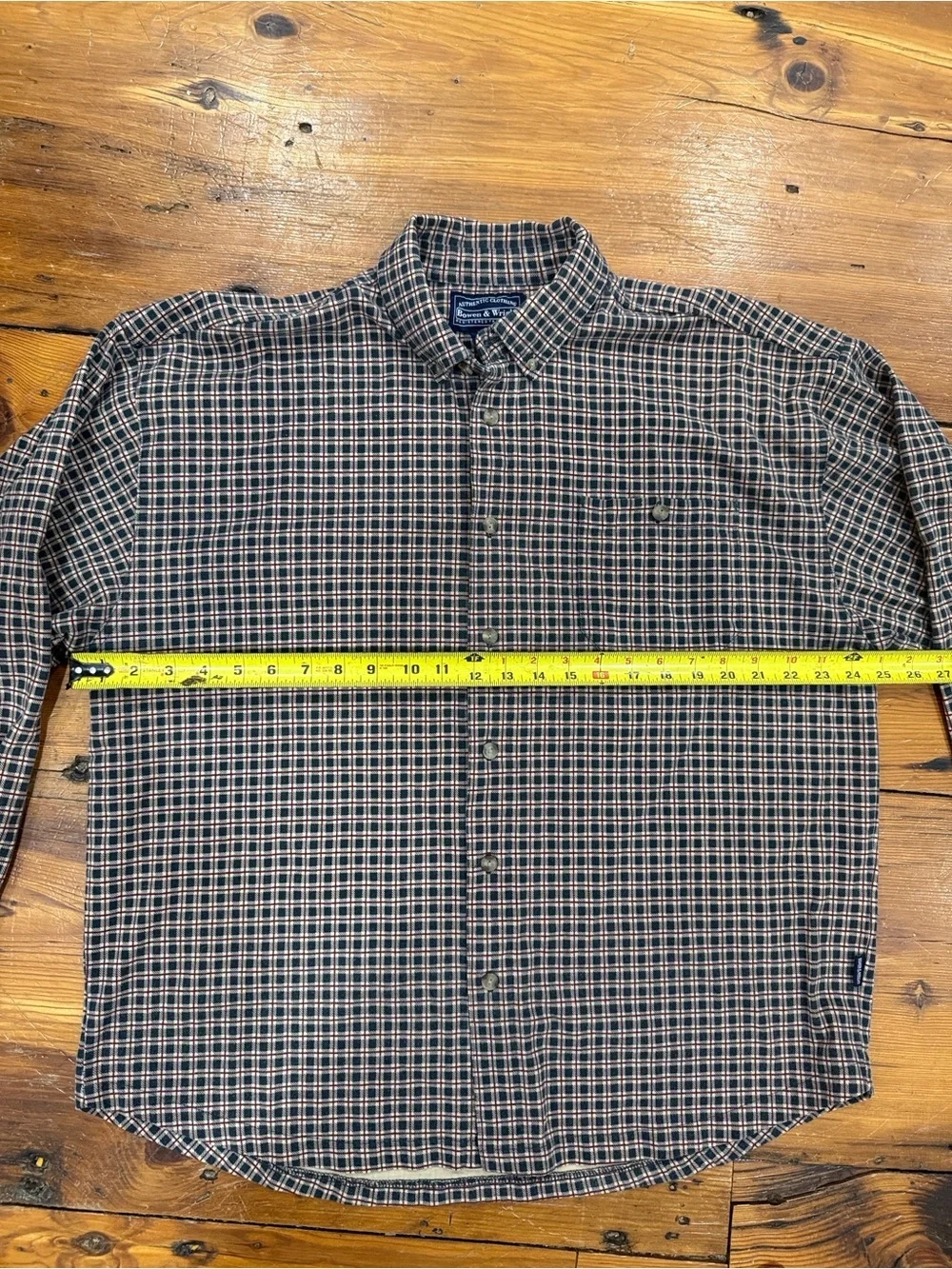 Bowen & Wright Plaid Long-Sleeve Button-Up Shirt - Brown/Red/Green Size Large